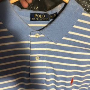Polo blue white strips.